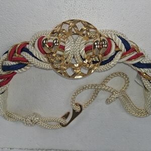 Motion East Womens Braided Rope Belt 9028 Size S/M Red/White/Blue 34 in